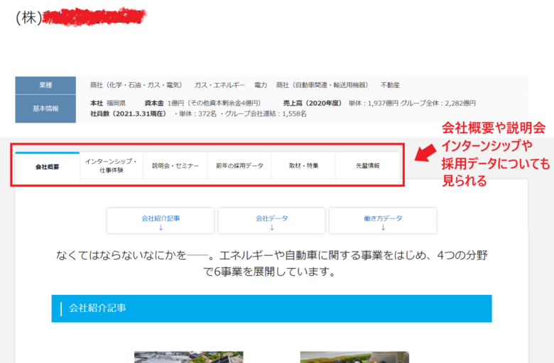 企業の概要画面の画像